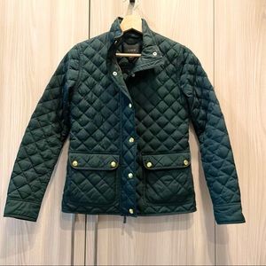 J Crew Quilted Down Field Jacket Forest Green Sz XXS
